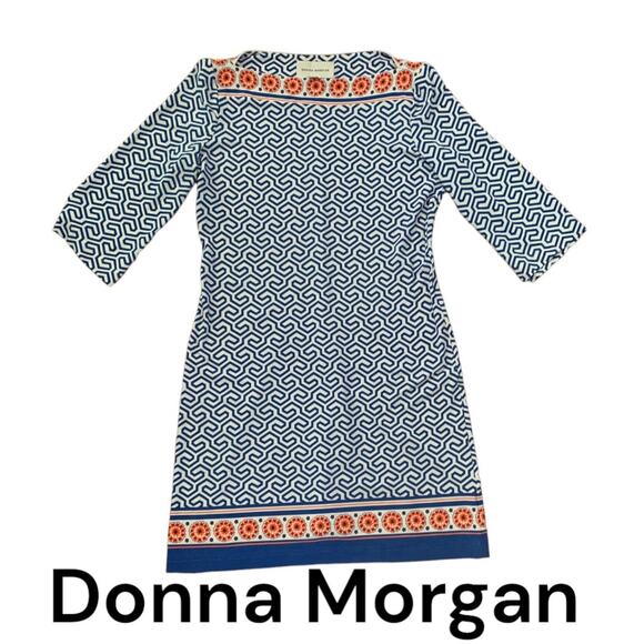 Donna Morgan printed boat neck dress womens size 6 small - Picture 1 of 6